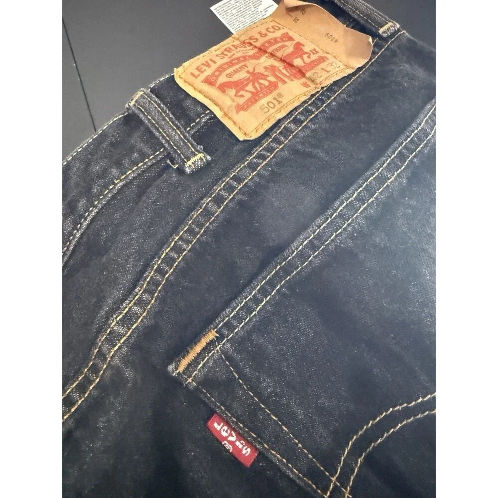 Levi's Men's Black Dark Wash Denim Jeans Straight Regular Fit Mid Rise Button